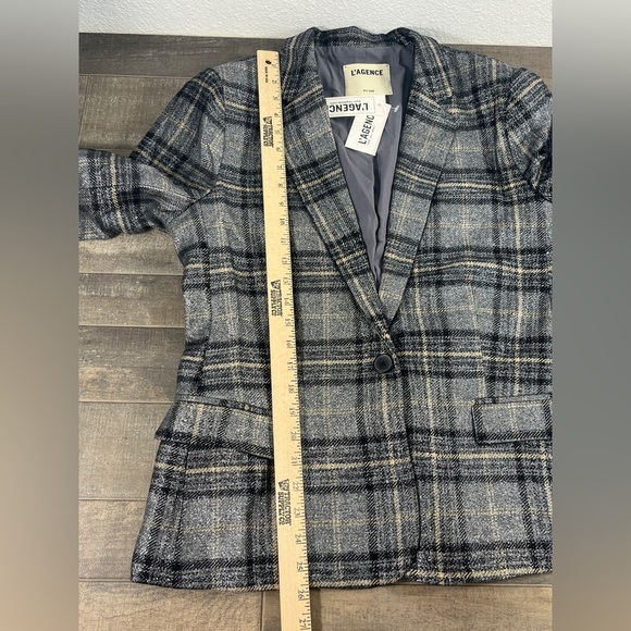 L’Agence Diana Wool Blend Metallic Plaid Blazer - Picture 5 of 7